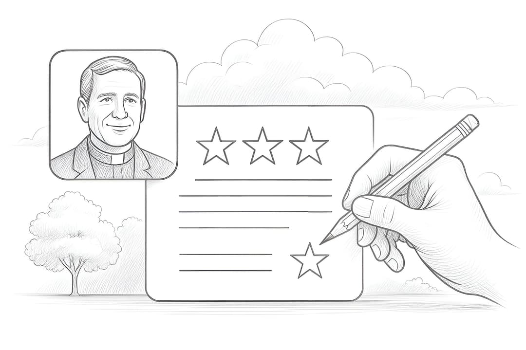 Illustration of church leaders reviewing financial documents together